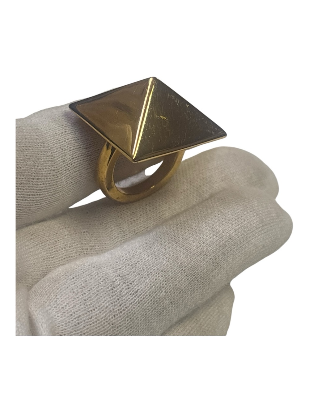 Kenneth J Lane gold tone pyramid ring